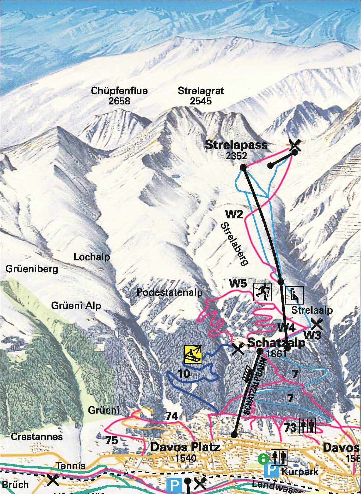 Schatzalp (slow mountain) piste map