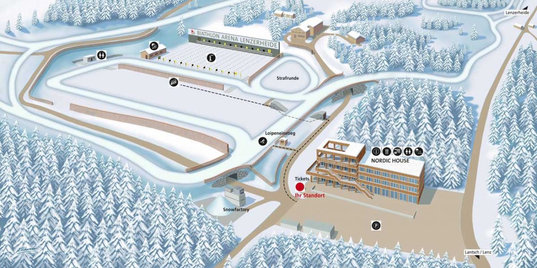 Biathlon Arena Lenzerheide Cross-Country Ski TrailMap