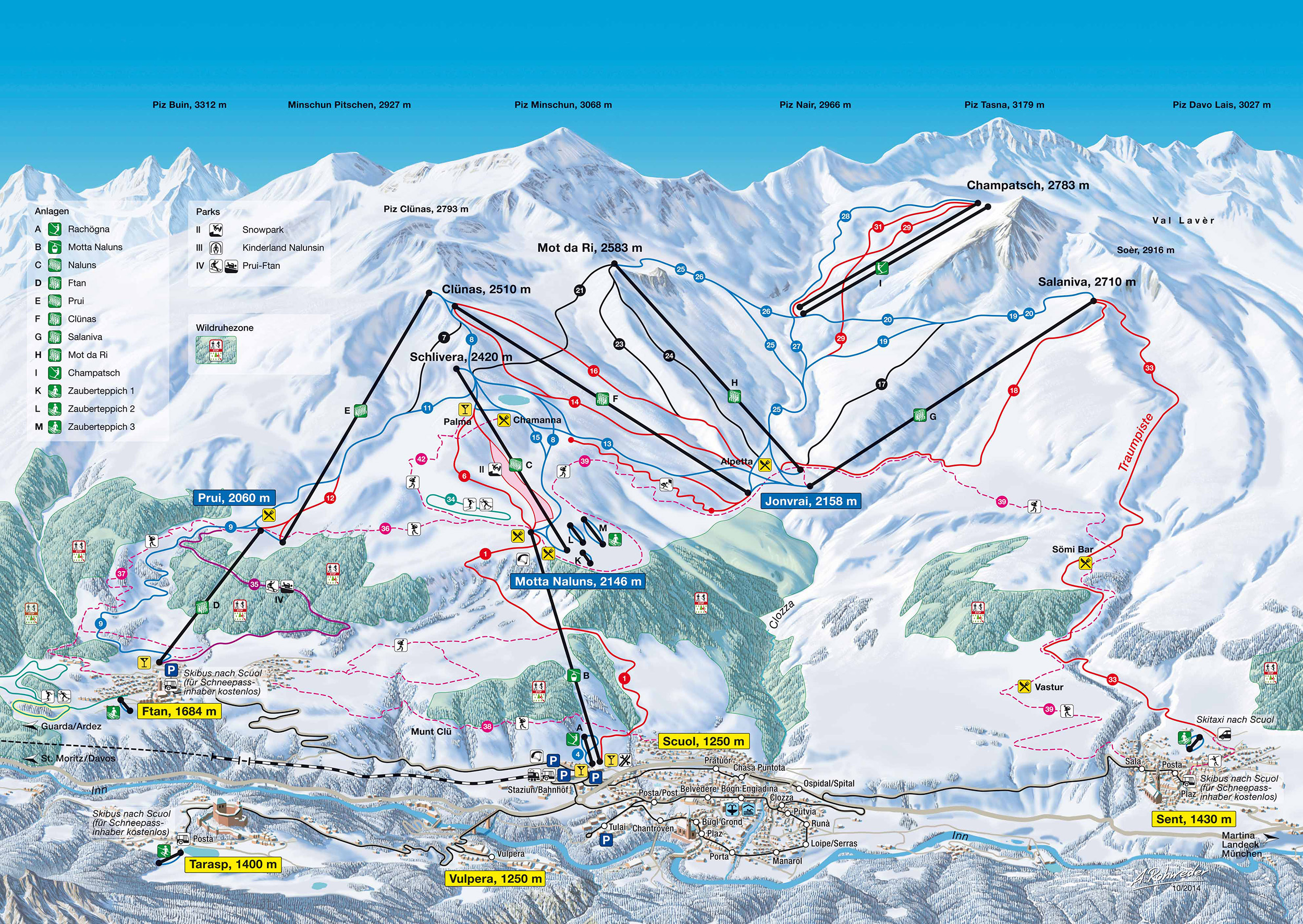 Scuol Ski Map (Engadin)