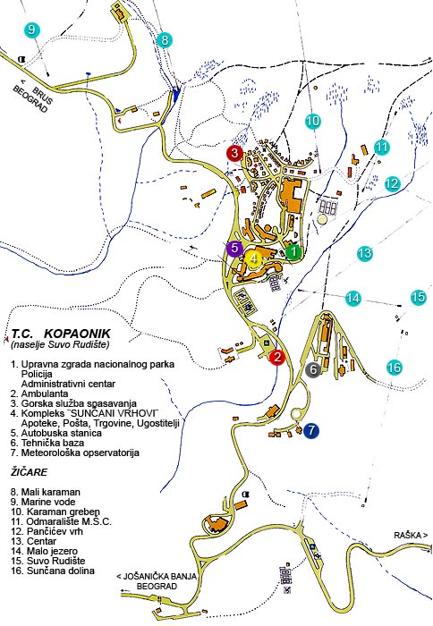 Kopaonik - Mapa turističkog naselja
