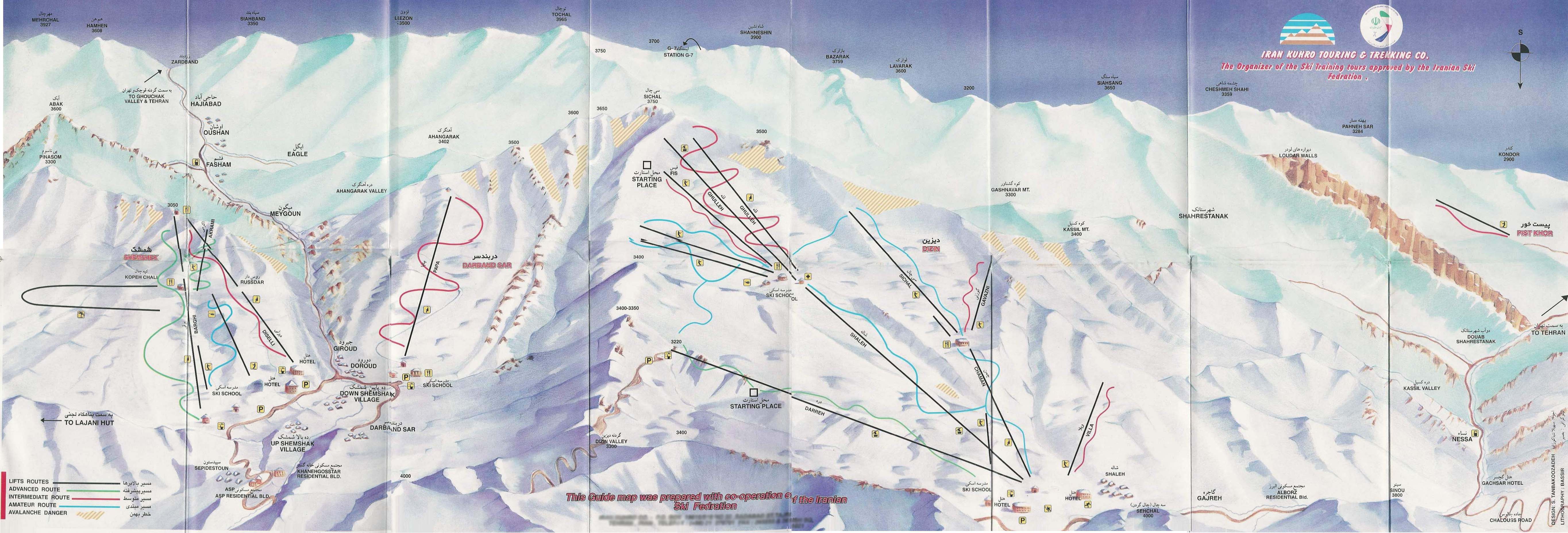 Iran Ski Piste Map (Shemshak, Darbandsar, Dizin)