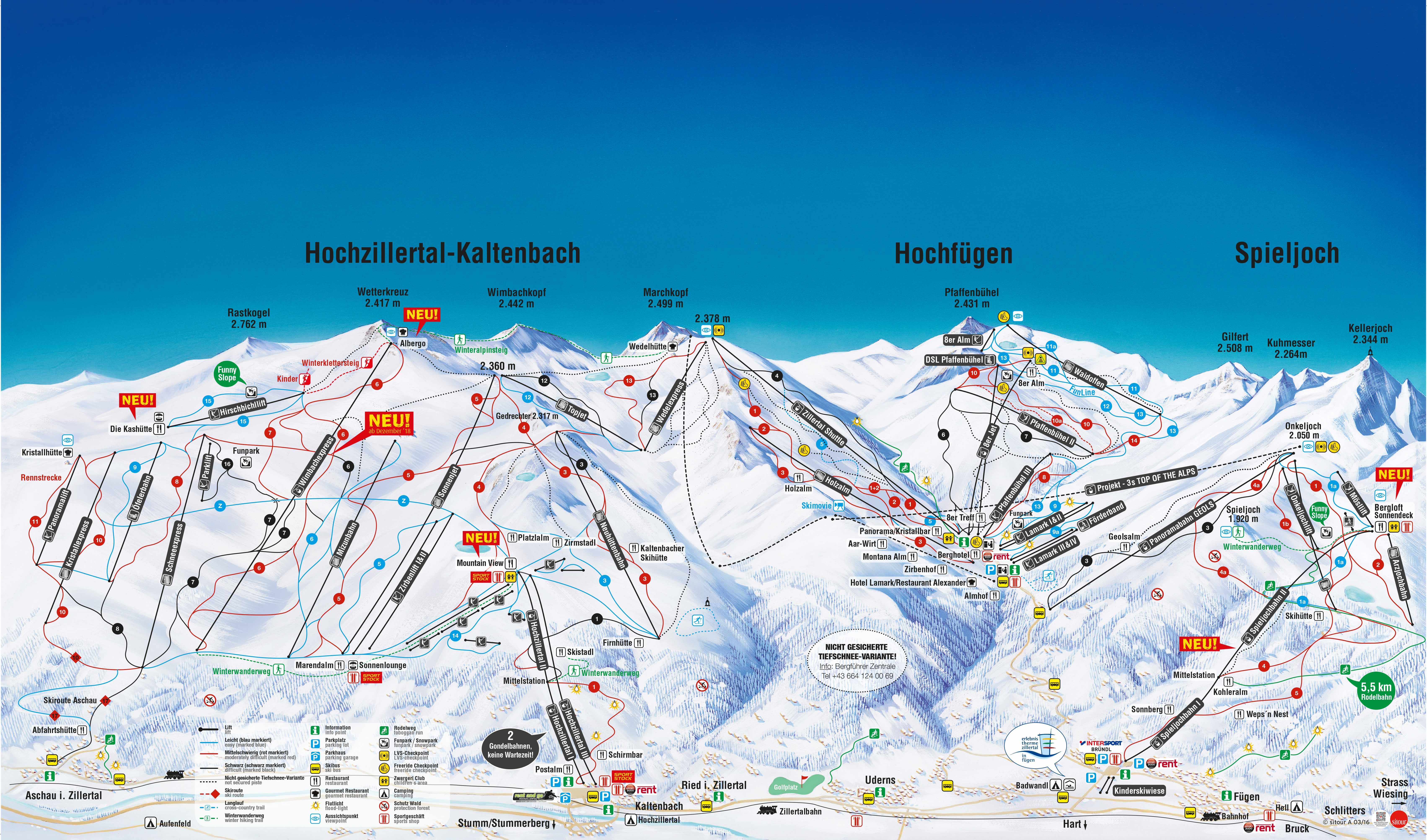 including proposed connection of Hochfuegen and Spieljoch skiing resorts