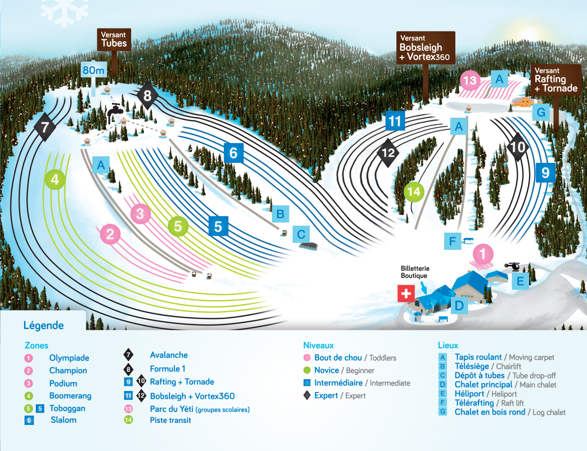 Trail map for tubing area