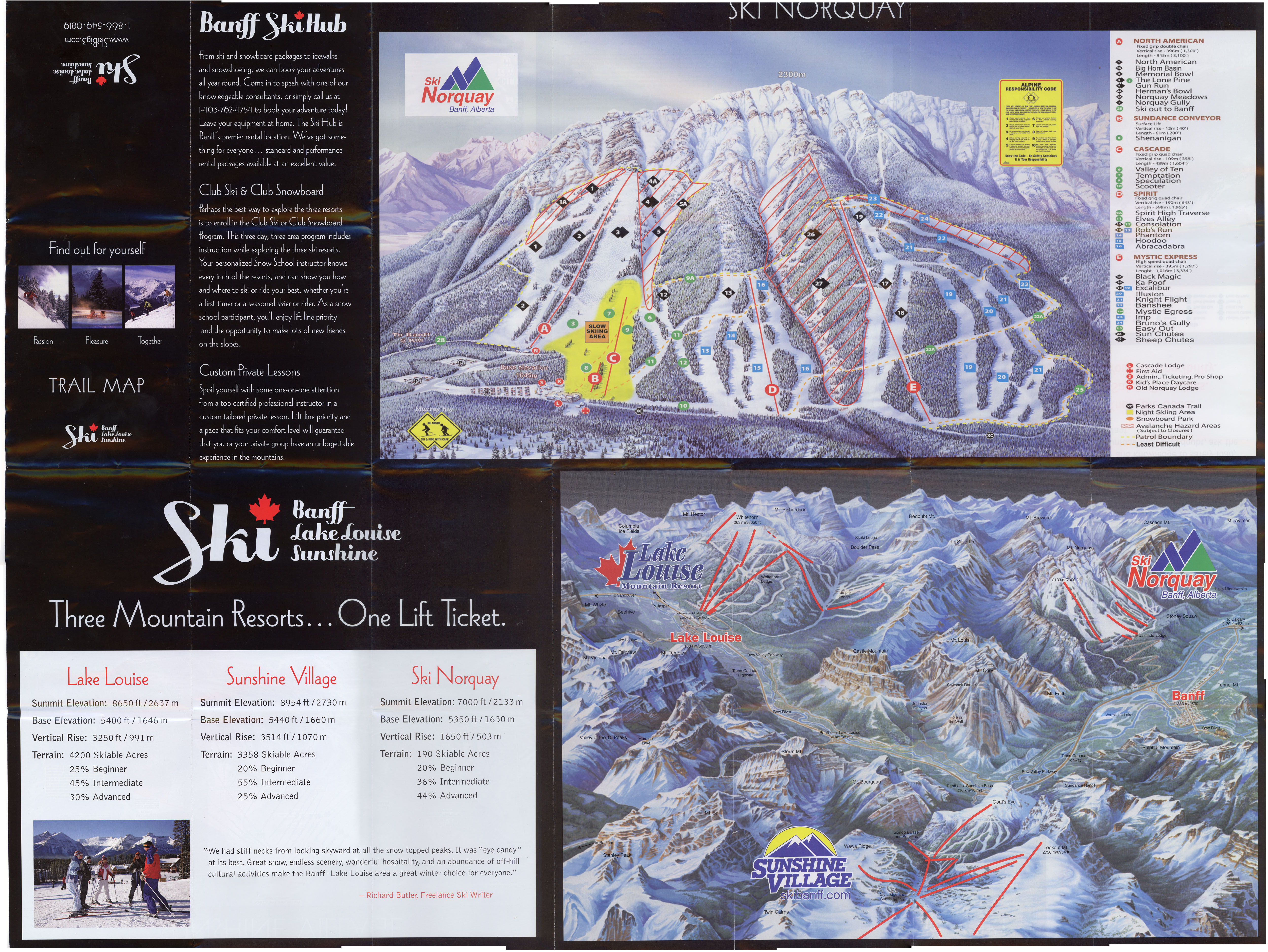2007-08 Ski Big 3 Side 1 (3 Mountain Map, Norquay Map)