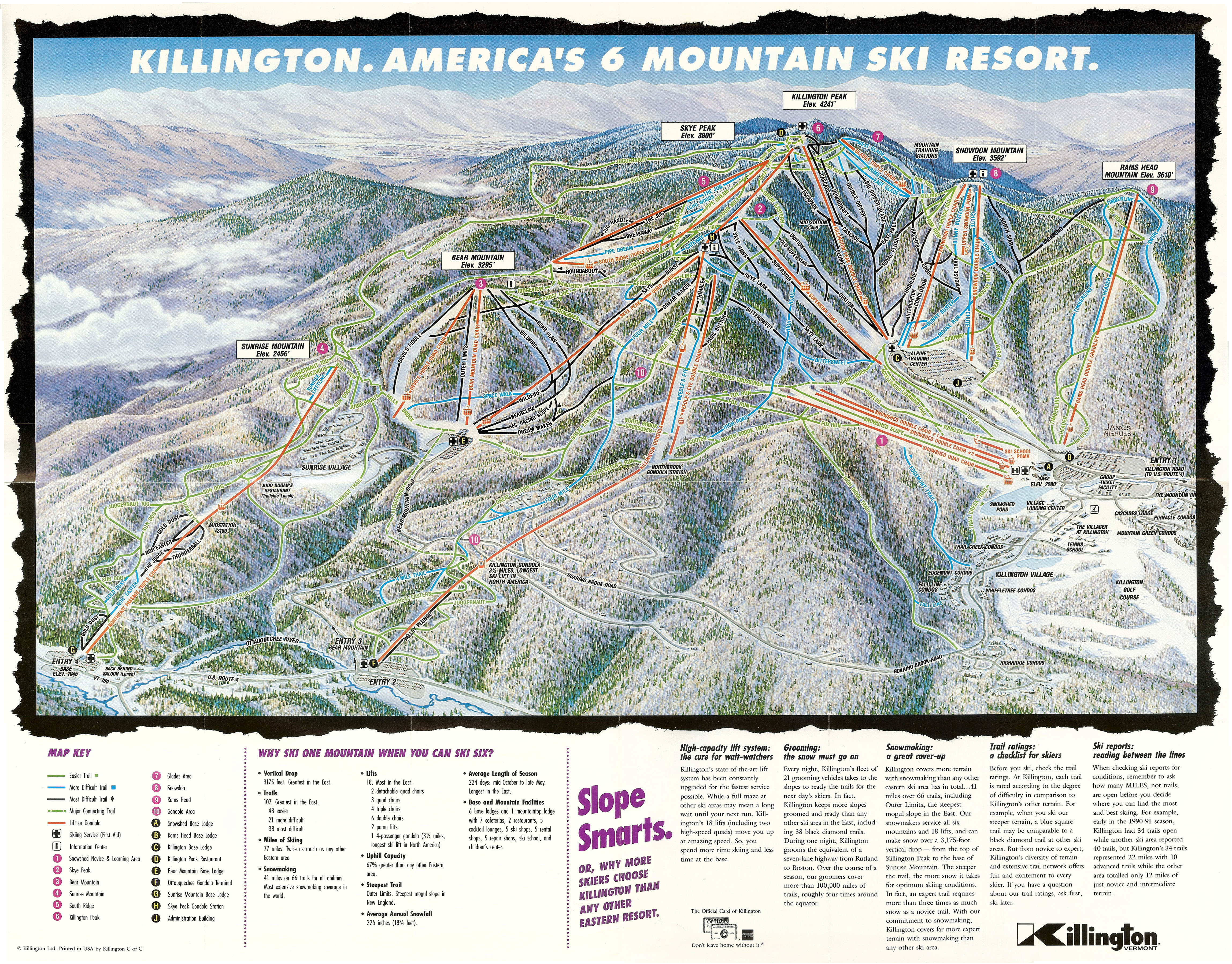 1991 Killington Brochure Trail Map