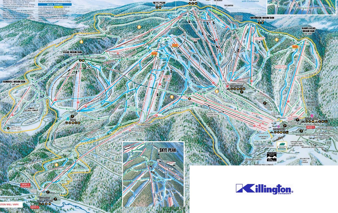 Killington 2018-2019 Trail Map SKI mountain Vermont VT 