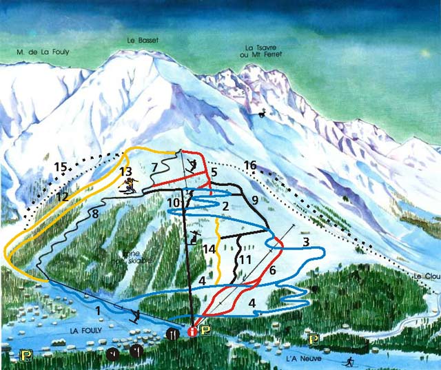 Old ski map, with the old skilift "Barfay"
