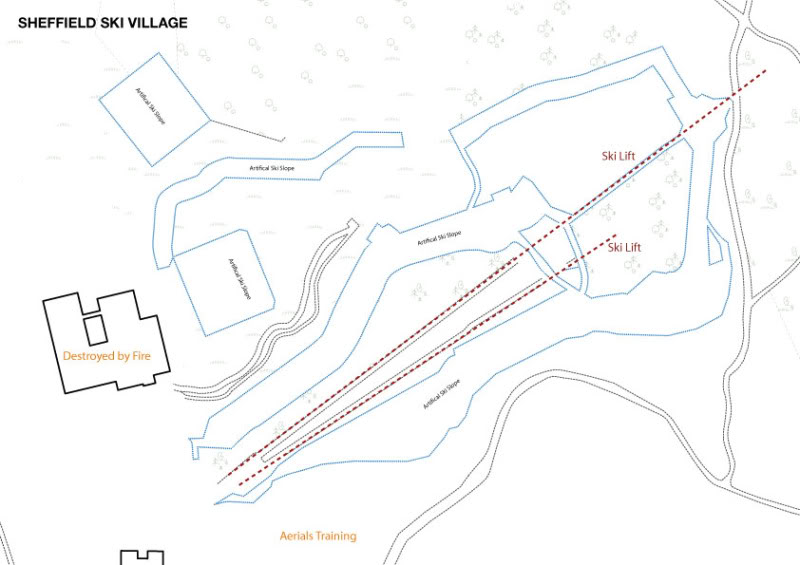 Diagram of pistes at the Sheffield Ski village immediately after closure.