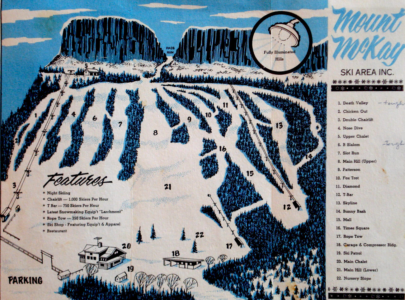 Mount McKay Ski Area Map Circa 1962