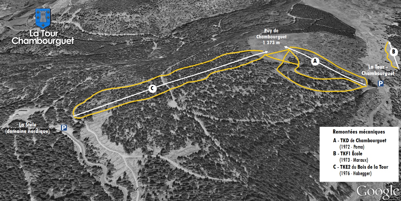 Google earth overlay of lifts and slopes at time of closure.