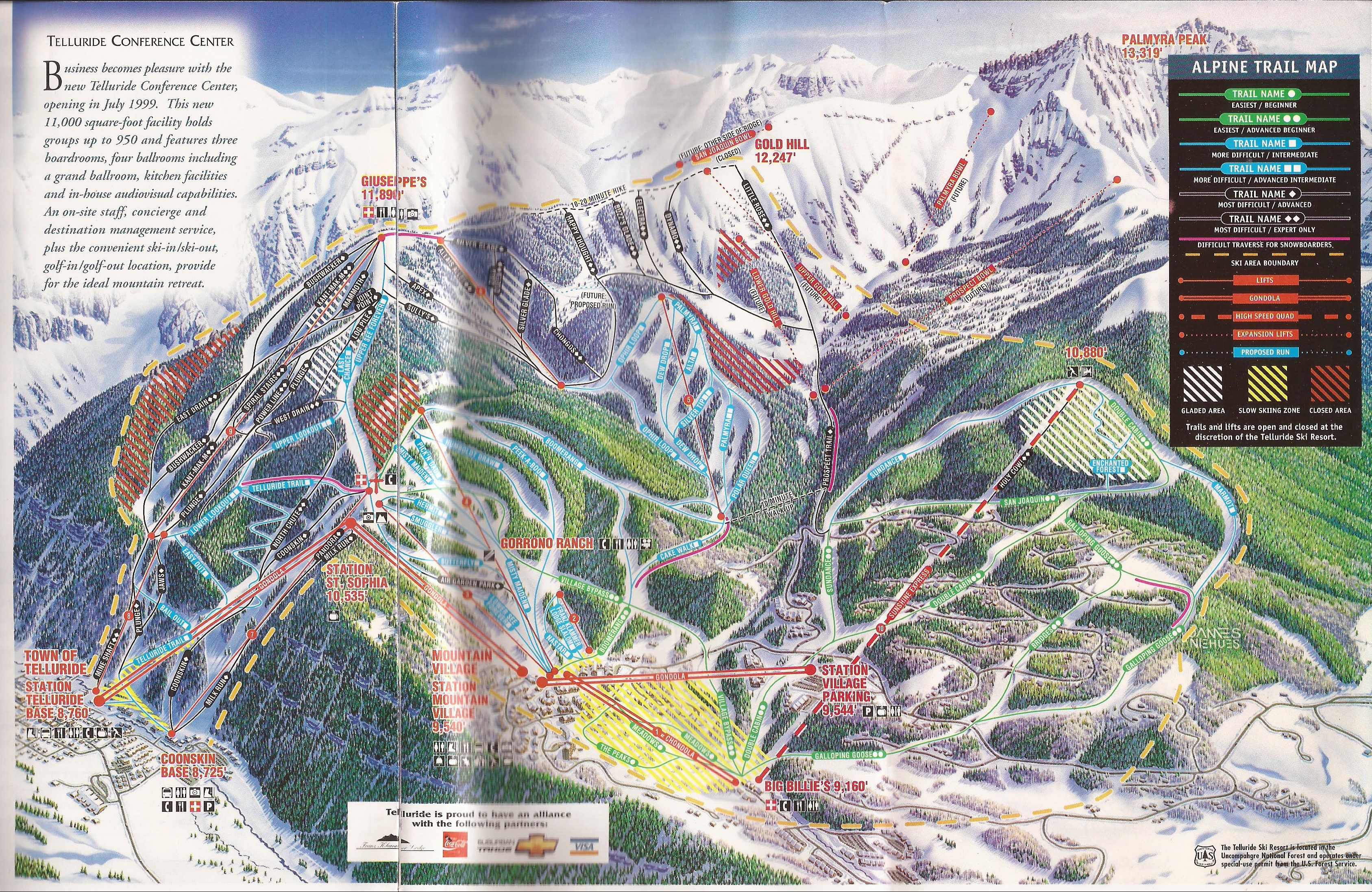 Telluride Ski Resort Trail Map. 