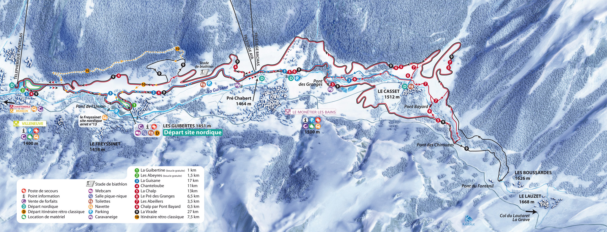 Volltreffer Microfaser Piste Map Serre Chevalier-ein Ski Karte & Objektiv Tuch in 1 