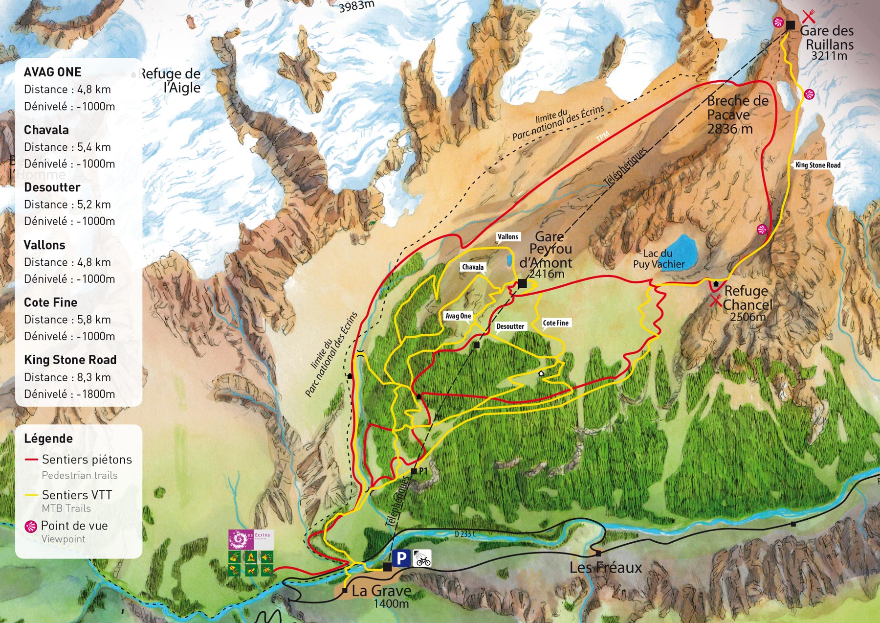 Cycle and walking trails of the lift